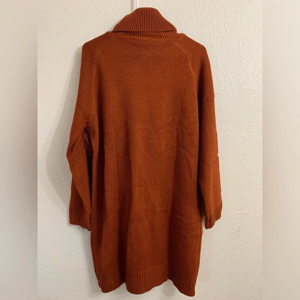 NWT Chunky Knit Turtle Neck fringe Sweater Dress - Picture 7 of 8